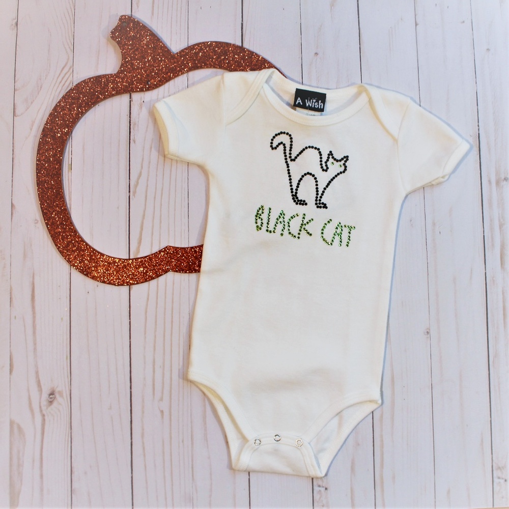 A Wish Black Cat Swarovski Crystal Onesie